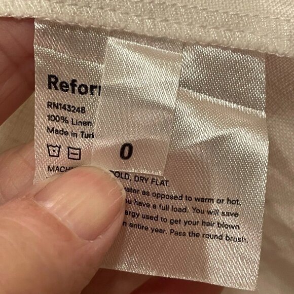 REFORMATION White Linen Square Neck Spaghetti Strap Mini Dress Sz 0 - Picture 9 of 9